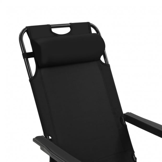 Folding Sun Loungers 2 Pcs With Footrests Steel Black Image 9