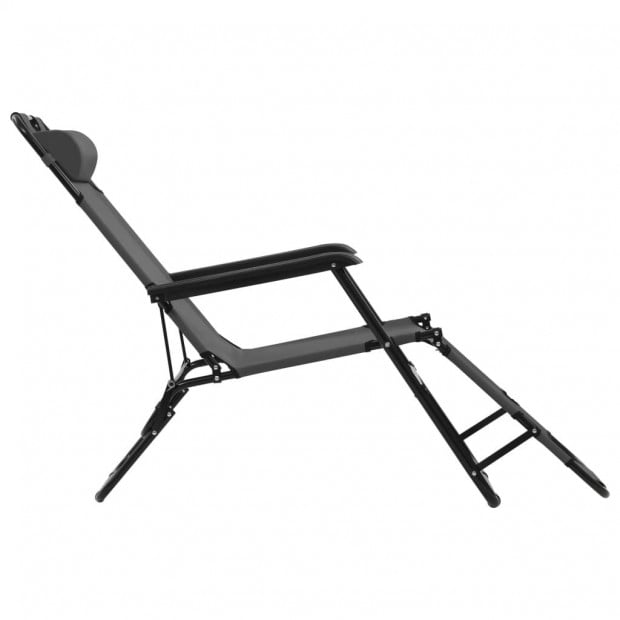 Folding Sun Loungers 2 Pcs With Footrests Steel Grey Image 5
