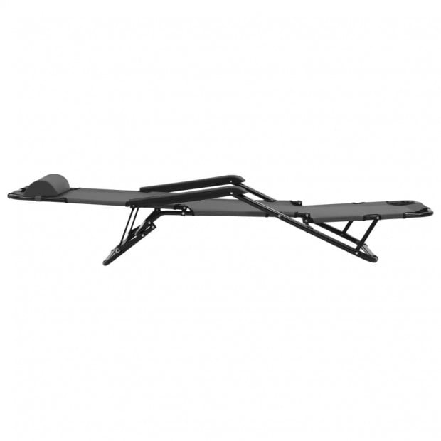 Folding Sun Loungers 2 Pcs With Footrests Steel Grey Image 6