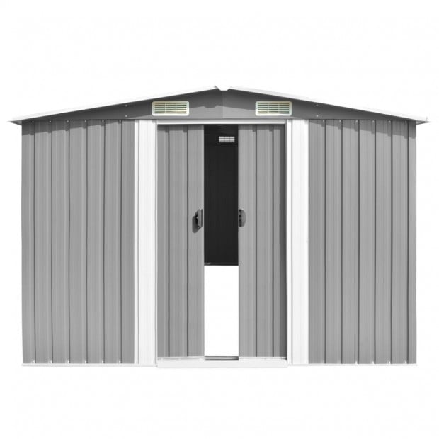 Garden Shed 257x497x178 Cm Metal Grey Image 5