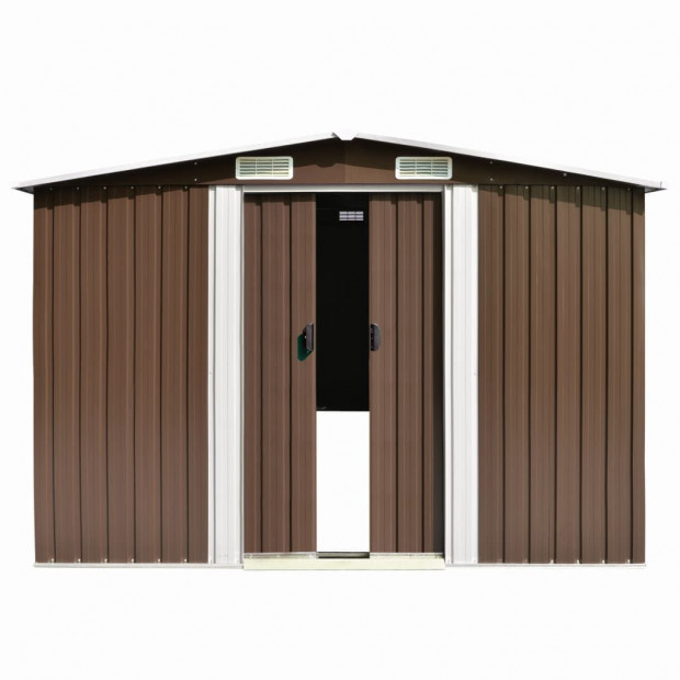 Garden Shed 257x497x178 Cm Metal Brown Image 5