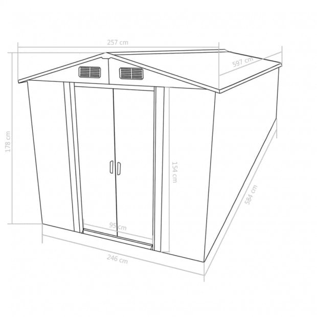 Garden Shed 257x597x178 Cm Metal Green Image 9