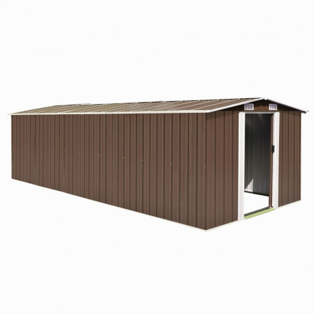 Garden Shed 257x597x178 Cm Metal Brown