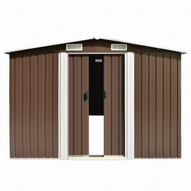 Garden Shed 257x597x178 Cm Metal Brown Image 5