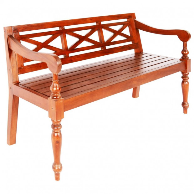Batavia Bench 136 Cm Solid Mahogany Wood Dark Brown Image 2