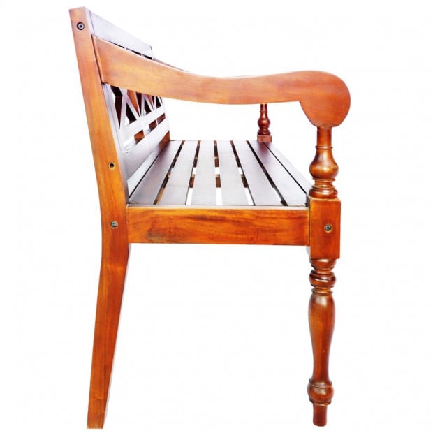 Batavia Bench 136 Cm Solid Mahogany Wood Dark Brown Image 3