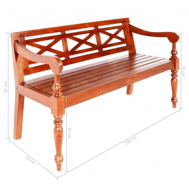 Batavia Bench 136 Cm Solid Mahogany Wood Dark Brown Image 6