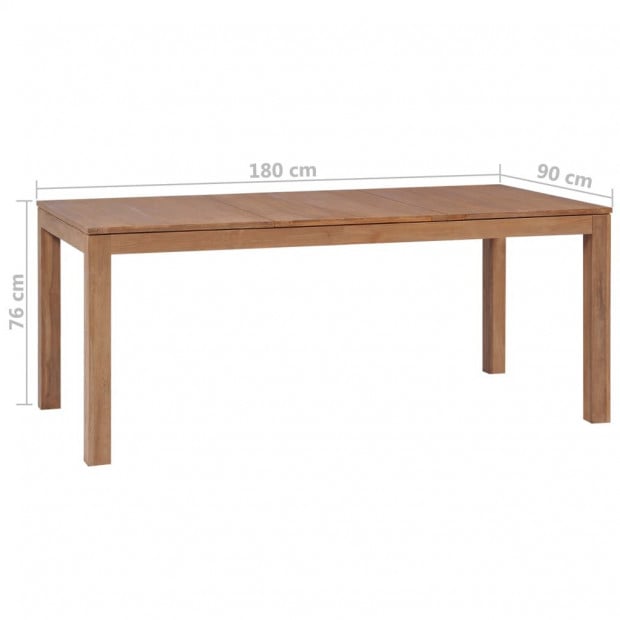 Dining Table Solid Teak Wood With Natural Finish 180x90x76 Cm Image 7