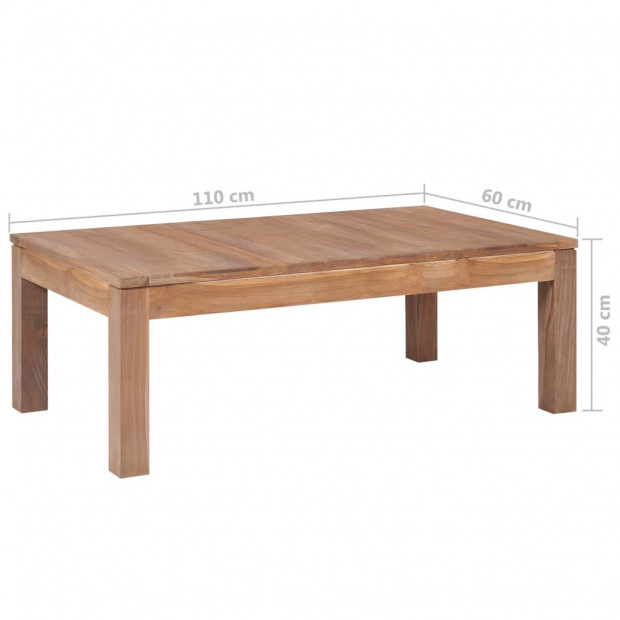Coffee Table Solid Teak Wood With Natural Finish 110x60x40 Cm Image 8