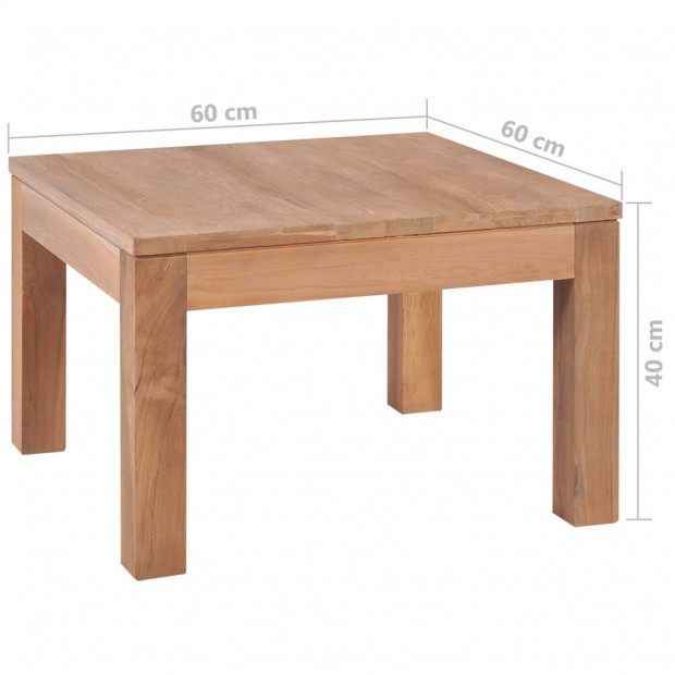 Coffee Table Solid Teak Wood With Natural Finish 60x60x40 Cm Image 8
