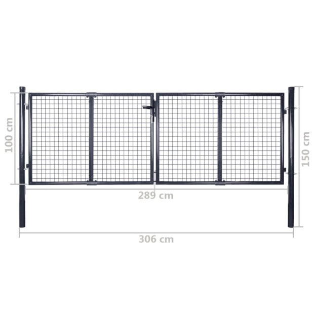 Mesh Garden Gate Galvanised Steel 289x100 Cm Grey Image 9
