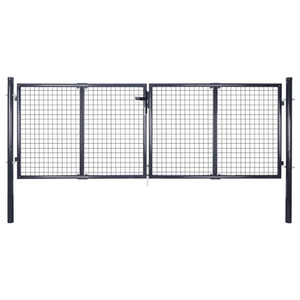 Mesh Garden Gate Galvanised Steel 289x125 Cm Grey