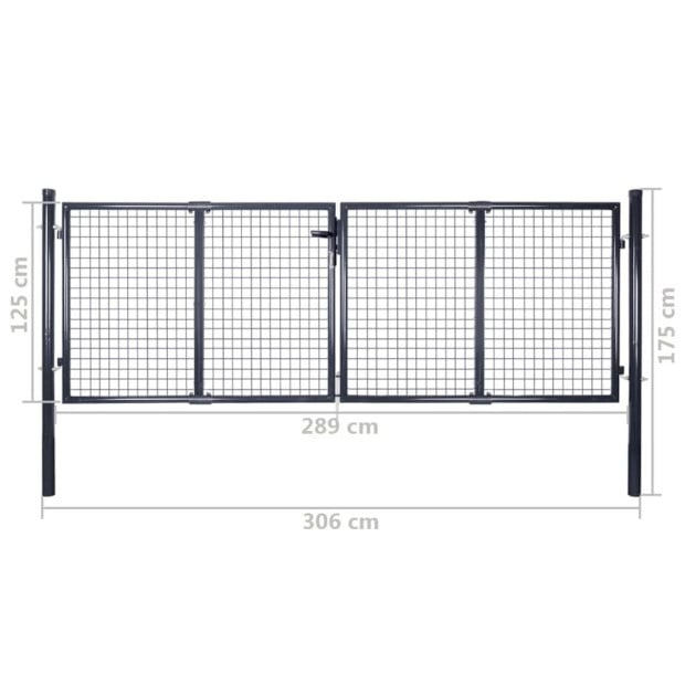 Mesh Garden Gate Galvanised Steel 289x125 Cm Grey Image 9