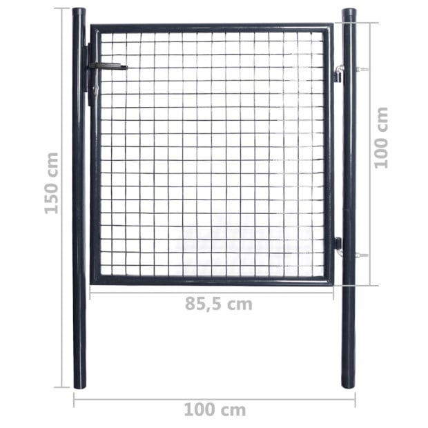 Mesh Garden Gate Galvanised Steel 85.5x100 Cm Grey Image 5
