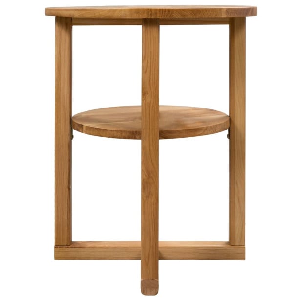 Side Table Round 40 x 50cm Solid Oak Wood Image 3