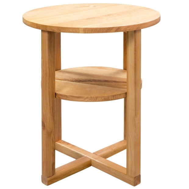 Side Table Round 40 x 50cm Solid Oak Wood Image 4