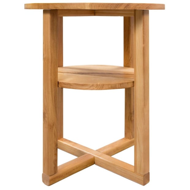Side Table Round 40 x 50cm Solid Oak Wood Image 5
