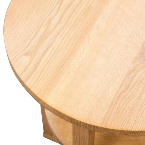 Side Table Round 40 x 50cm Solid Oak Wood Image 6