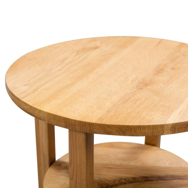 Side Table Round 40 x 50cm Solid Oak Wood Image 7