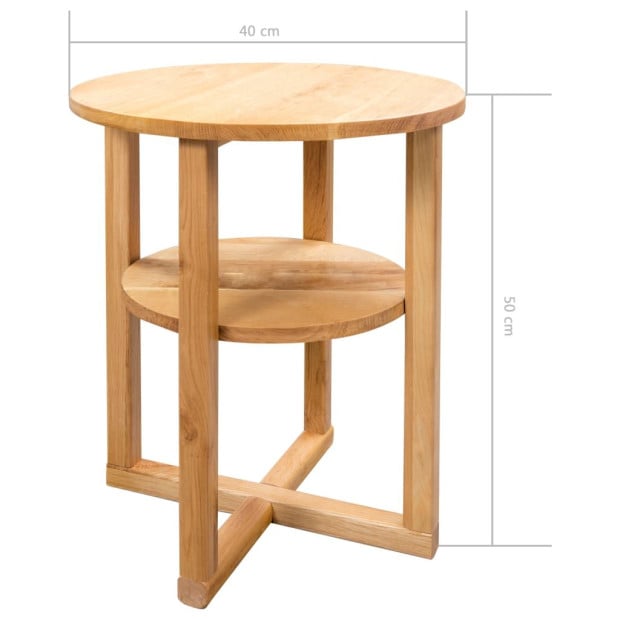 Side Table Round 40 x 50cm Solid Oak Wood Image 9