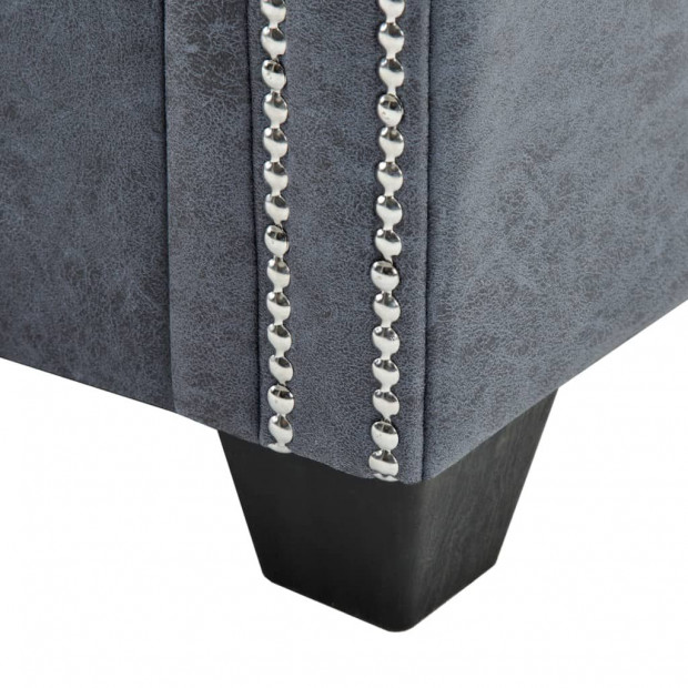 2-seater Chesterfield Sofa Artificial Suede Leather Grey Image 7