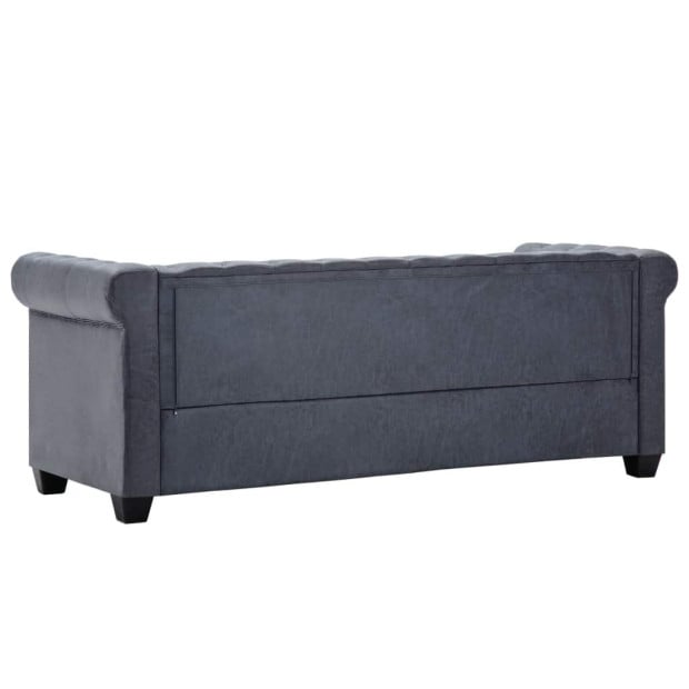 3-seater Chesterfield Sofa Artificial Suede Leather Grey Image 6