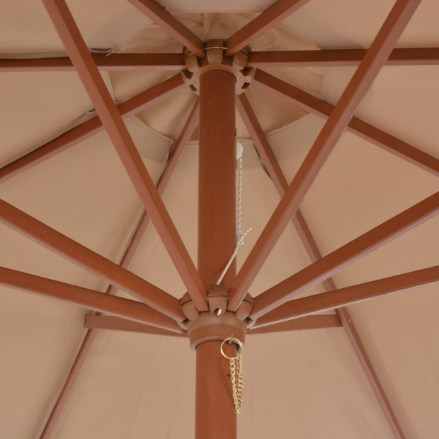 Outdoor Parasol With Wooden Pole 300 Cm Taupe Image 2