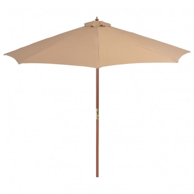 Outdoor Parasol With Wooden Pole 300 Cm Taupe Image 3