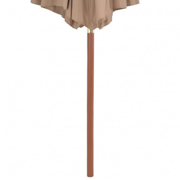 Outdoor Parasol With Wooden Pole 300 Cm Taupe Image 5