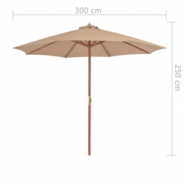 Outdoor Parasol With Wooden Pole 300 Cm Taupe Image 7