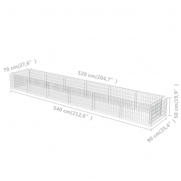 Gabion Raised Bed Galvanised Steel 540x90x50 Cm Image 8