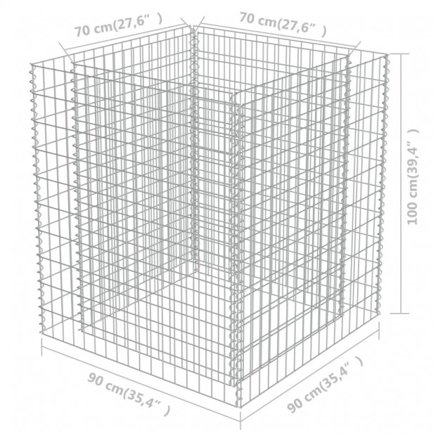 Gabion Raised Bed Galvanised Steel 90x90x100 Cm Image 7