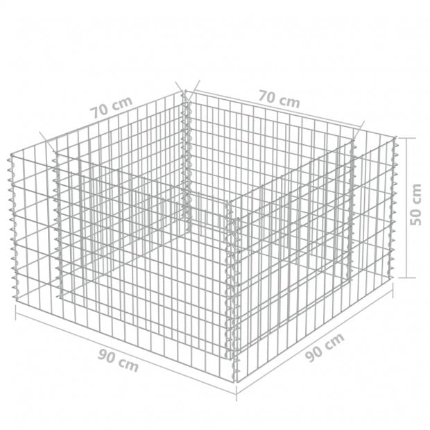 Gabion Raised Bed Galvanised Steel 90x90x50 Cm Image 7