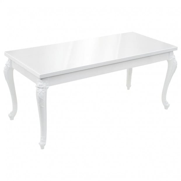 Dining Table 179x89x81 Cm High Gloss White Image 2