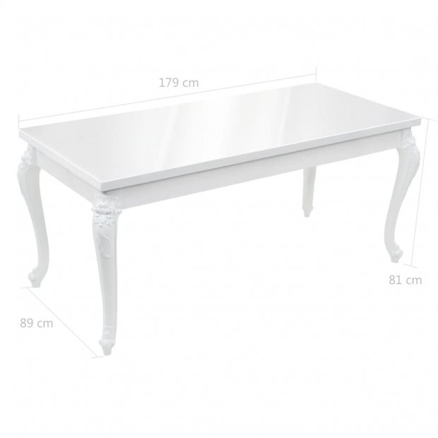 Dining Table 179x89x81 Cm High Gloss White Image 9