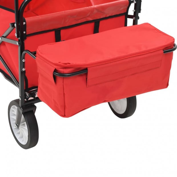 Folding Hand Trolley With Canopy Steel Red Image 5