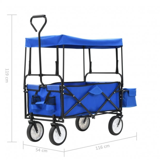 Folding Hand Trolley With Canopy Steel Blue Image 8