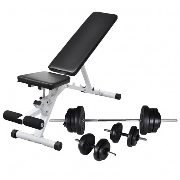 Workout Bench With Barbell And Dumbbell Set 60.5 Kg 133x41x47.5