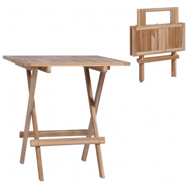 Folding Bistro Table 60x60x65 Cm Solid Teak Wood