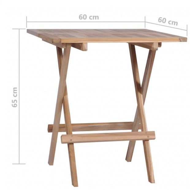 Folding Bistro Table 60x60x65 Cm Solid Teak Wood Image 11