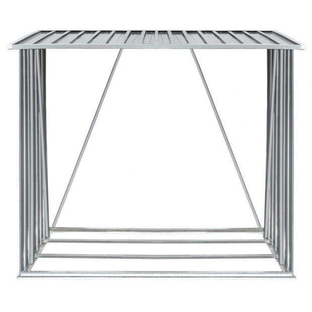 Garden Log Storage Shed Galvanised Steel 163x83x154 Cm Grey Image 3