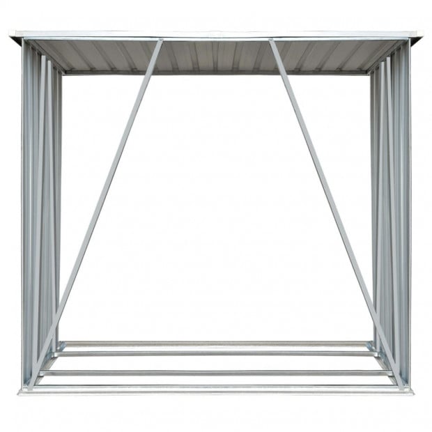 Garden Log Storage Shed Galvanised Steel 163x83x154 Cm Grey Image 4