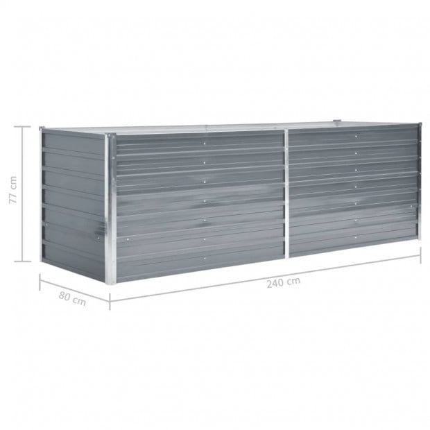 Garden Planter Galvanised Steel 240x80x77 Cm Grey Image 7