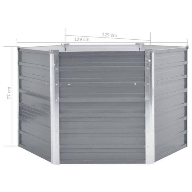 Garden Planter Galvanised Steel 129x129x77 Cm Grey Image 6