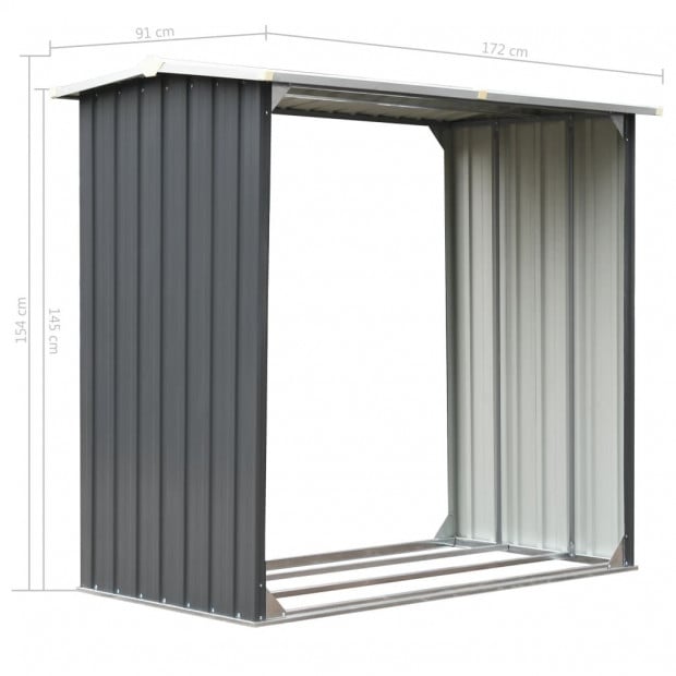 Garden Log Storage Shed Galvanised Steel 172x91x154 Cm Grey Image 6