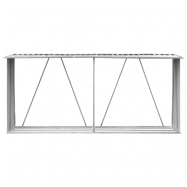 Garden Log Storage Shed Galvanised Steel 330x84x152 Cm Grey Image 3