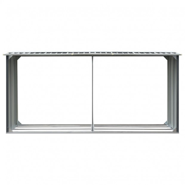 Garden Log Storage Shed Galvanised Steel 330x92x153 Cm Grey Image 3