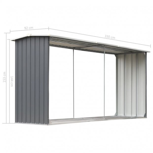 Garden Log Storage Shed Galvanised Steel 330x92x153 Cm Grey Image 6