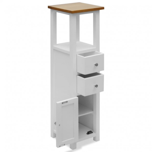 Tall Chest Of Drawers 26x26x94 Cm Solid Oak Wood Image 2