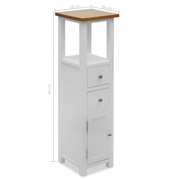 Tall Chest Of Drawers 26x26x94 Cm Solid Oak Wood Image 8